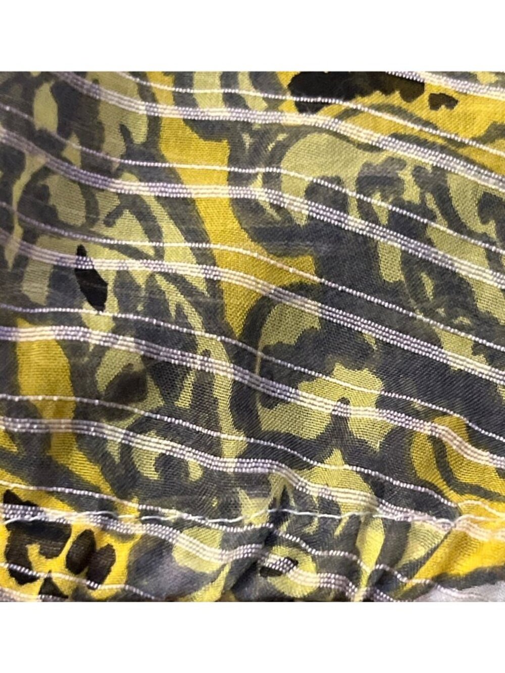 Ann Taylor Paisley Blouse Womens L Yellow Gray Sheer Used - Picture 14 of 15